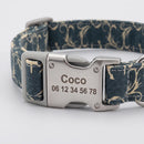 Collier coloré COCO personnalisable, gros plan sur la gravure