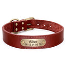 Collier en cuir Alice personnalisable pour chien, rouge, vue à plat