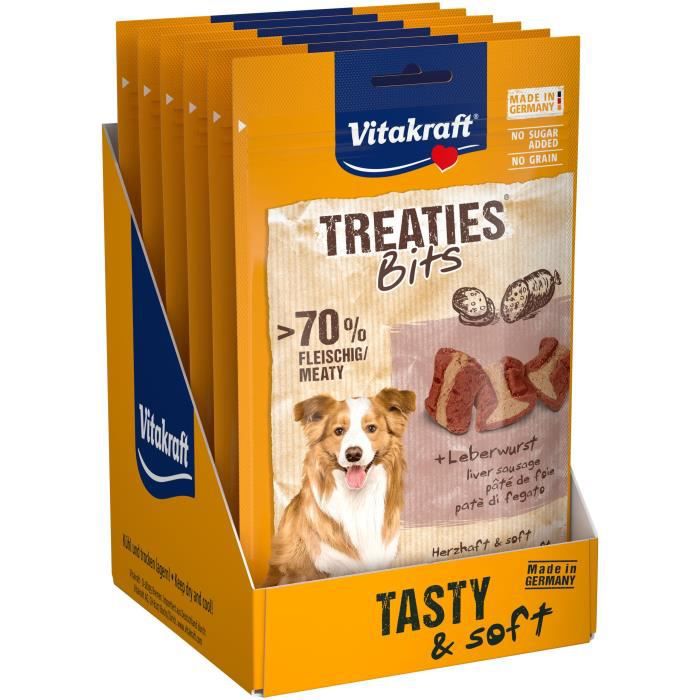 VITAKRAFT Treaties Bits Friandise pour chien au Pâté de foie - Lot de 6 sachets de 120g