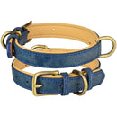 Collier en cuir doublé bicolore pour chien