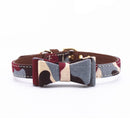 Collier en cuir camouflage bordeaux