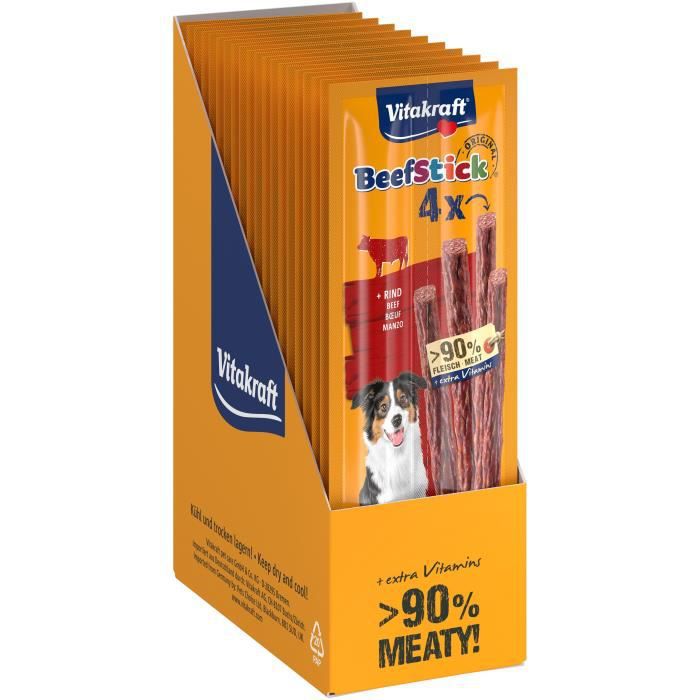 VITAKRAFT Beef-Stick au Boeuf Friandise pour chien - Lot de 10x4 (12g)