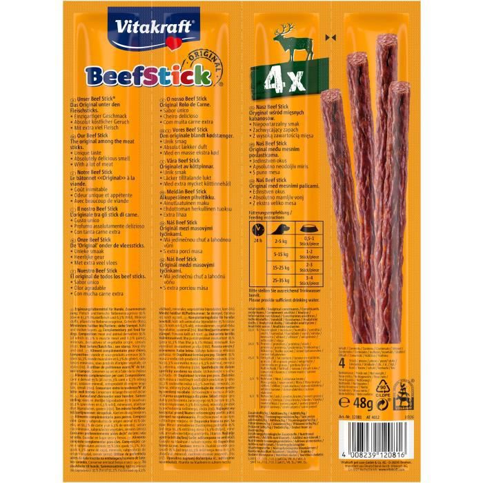 VITAKRAFT Beef-Stick au Gibier Friandise pour chien - Lot de 10x4 (12g)