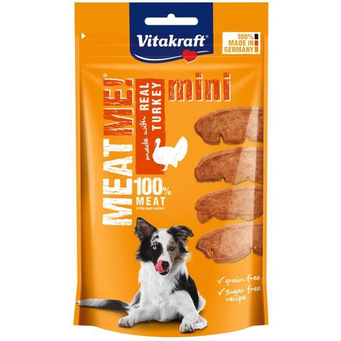 VITAKRAFT MEAT ME! Friandise pour chien a la Dinde - Lot de 8 sachets fraîcheur de 60 g