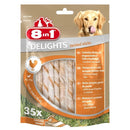 8IN1 Friandise stick a mâcher - En peau de boeuf garni de viande de poulet - Pour chien - 35 pieces